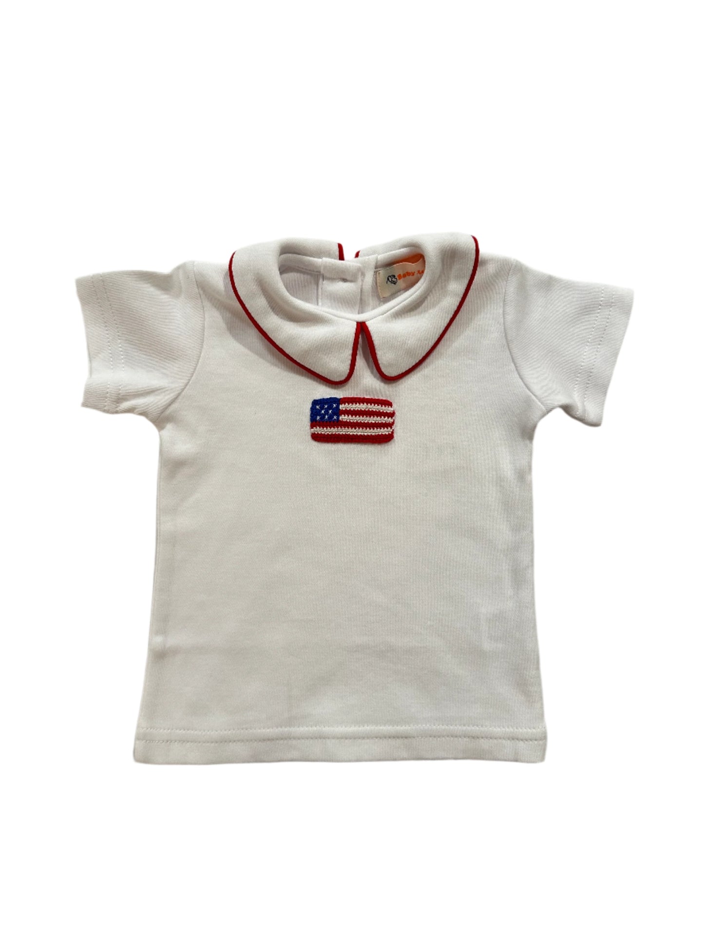 White Peter Pan Collar American Flag